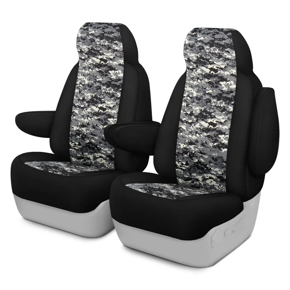 For Toyota Tacoma 05-08 Camo 1st Row Digital Charcoal w Black Custom Seat Covers Foto 1 de 2