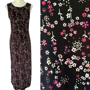 Vintage Maxi Dress Womens L Y2K 90s Fairy Grunge Goth Ditsy Floral Black Phoebe - Picture 1 of 20
