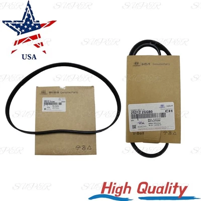 NEW 2PCS DRIVE BELT SET OF  HYUNDAI KIA 2.0L 2.4L 2015-2022 US STOCK Foto 1 de 4