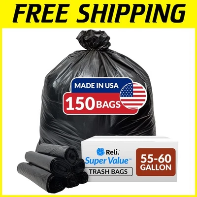 Large Black Garbage Bags | 55-60 Gallon Capacity - Image 1 of 4