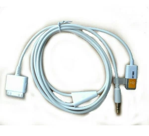 30pin Dock To 3.5mm Car AUX Audio USB Charger Cable for IPhone 4 4S IPod White - Picture 1 of 4
