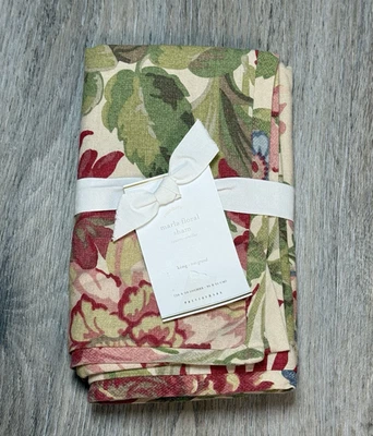 Pottery Barn Marla Floral Sham King Linen Cotton Cottage Shabby Rose Peony NEW - Image 1 of 4