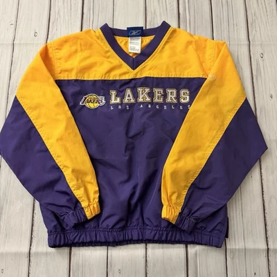 Pulôver corta-vento vintage Los Angeles Lakers tamanho médio masculino 10-12 Reebok - Imagem 1 de 4