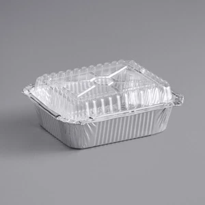 Aluminum Pans with Clear Plastic Lids 1 Lb Foil Pans - To Go Food - Picture 1 of 5