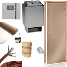 Sauna Bausatz Saunaofen 34A 9kW EOS Saunatür Saunasteuerung D1 Saunaalufolie