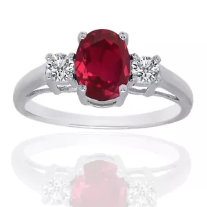 Beautiful 1 7/8 ct Created Ruby & White Sapphire Women's Ring Sterling Silver - Picture 1 of 1