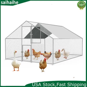 10x10ft Walk-In Chicken Coop Run Hen House Cage Enclosure w/ Water-Resist Cover - Picture 1 of 9