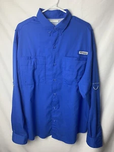 Columbia PFG Shirt Mens Vented Omni Shade Blue Long Sleeve Fishing Large - Bild 1 von 10
