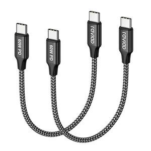 USB C to USB C Cable Short, [2Pack 30CM] 60W 20V/3A PD Fast Charging Data Cable  - Picture 1 of 8