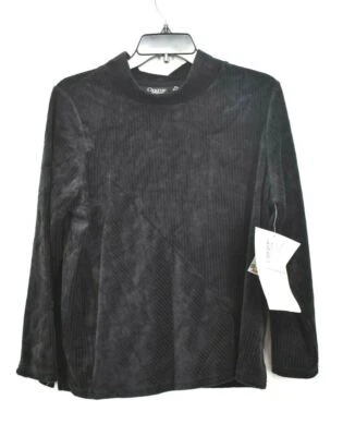 Suéter pequeño de terciopelo manga larga cuello redondo alto negro Onque informal para mujer L Foto 1 de 4