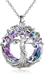 Family Tree of Life Pendant Necklace for Women Crystal Gifts 925 Sterling Silver - Picture 1 of 8