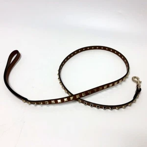 VALENTINO studded lead Pets Lead Leather Brown/GoldHardware/Gold studs - Picture 1 of 8