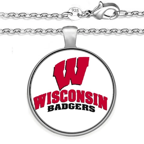 Wisconsin Badgers Mens Womens Sterling Silver Chain Pendant Necklace College A1 Cover