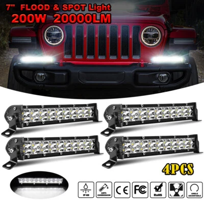 4x 7" Inch Led Work Light Spot Bar 20000LM Fog Off-Road Truck Car ATV SUV Boat - Image 1 of 4