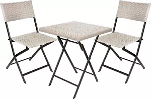 Balkon Bistro Set Rattan Sitzgruppe Garten Möbel Stühle und Tisch 60x60 Klappbar - Bild 1 von 76