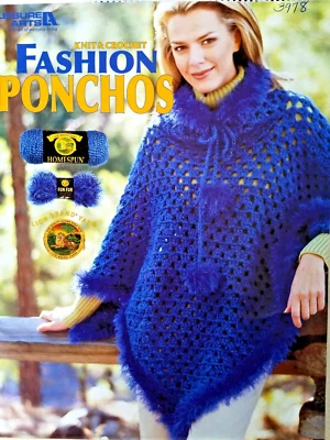 Leisure Arts 3978 моды пончо вязаный крючком 16pg буклет 4 конструкций 2004 - Изображение 1 из 4