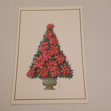 Vintage Greeting Card Christmas Tree Poinsettia Anne Marie Trechslin