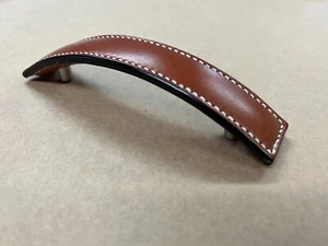 Turnstyle Designs Tan Leather Cabinet Curve Handle 96mm Centres H1193 - Picture 1 of 13