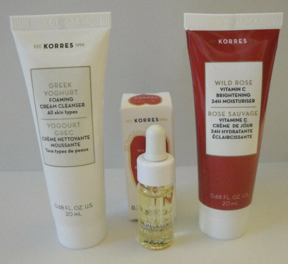 Korres Wild Rose Moisturizer Sleep Facial Greek Yoghurt Cream Cleanser Travel - Image 1 of 1