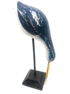 Decorative Wooden Eating Egret Bird 14" - Blue Coastal Decor | #Ort1704434b - Picture 1 of 1