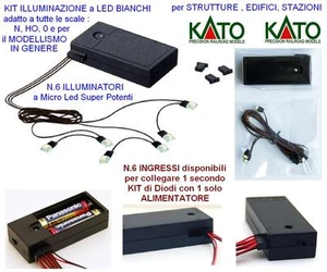 Kato Kit 3V N.6 Micro Plates mm.5x8 LED White Trucks Locomotives Dioramas I-N - Picture 1 of 1