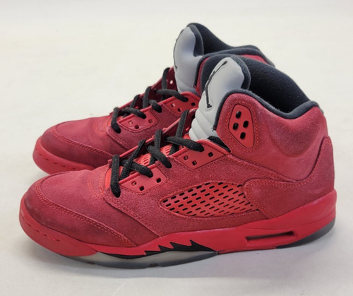 Scarpe da basket Nike Air Jordan 5 retrò rosse scamosciate GS taglia 5 5 anni 440888 602