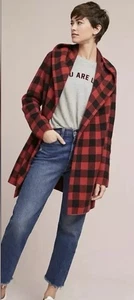 Cárdigan Suéter Abrigo Anthropologie Campo de Flores Búfalo Cuadros Lana Abierta S - Imagen 1 de 10