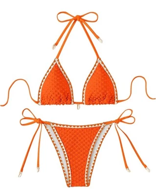 Mujeres Sexy Push Up Brasileño Bikini Traje de Baño Popped Crochet Cuerda Traje de Baño Foto 1 de 4