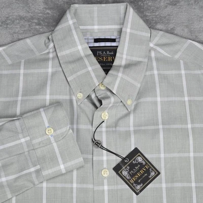 Camisa Jos A Bank Reserve Para Hombre Grande Gris A Cuadros Ajuste A Medida Manga Larga Foto 1 de 4