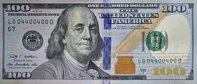 Extremely Cool Fancy binary even number $100 Bill 04400400 - Image 1 of 3