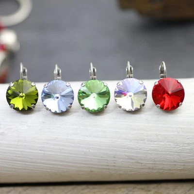 Ohrringe Mit 14 mm Rivoli Swarovski Stein Damen Ohrringe Ohrschmuck - Bild 1 von 4