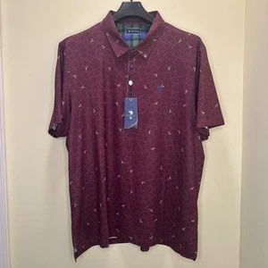 William Murray Performance Polo Shirt Maroon Bumble Bee All Over Print 2XL XXL - Picture 1 of 9