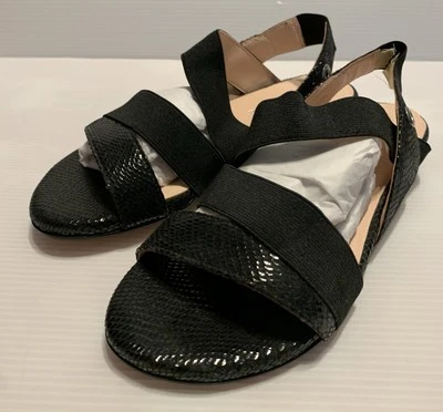 Sandalias Taryn Rose Iyana negras para mujer talla 5 elásticas correas charol Foto 1 de 4