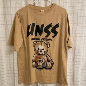 Unusual original beige t shirt men’s xl teddy bear short sleeve casual - Picture 1 of 1