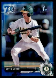 2017 Bowman Chrome Draft 70th Blue Refractor #BDC175 Kevin Merrell /200 A's RC - Picture 1 of 2