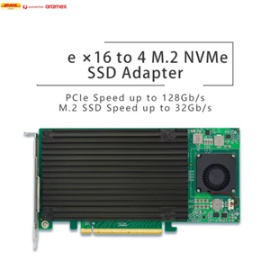 4 M.2 Nvme SSD Pcie X16 Adapter with PLX 8747 PCI Express 3.0 X16 Switch to 4 Po - Picture 1 of 5