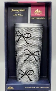 HYDRAPEAK Stainless HOLIDAY Bow Christmas 25oz Journey Tumbler Silver Black NEW - Picture 1 of 2
