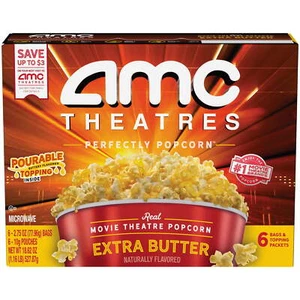 AMC Theatres Microwave Popcorn 6ct, Extra Butter - Picture 1 of 12