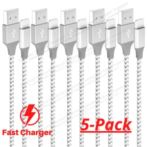5x Heavy Duty Fast Charger Cable Charging Cord For iPhone 8 X XS 11 12 13 14 Max - Picture 1 of 9