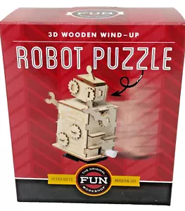 3D Wooden Wind-up Robot Puzzle the Original Fun Workshop Turns into Wind up Toy - Picture 1 of 8