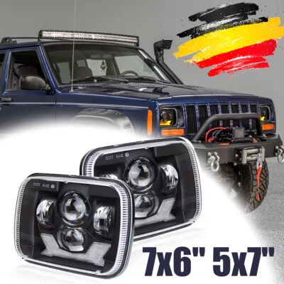 für Jeep Cherokee XJ Wrangler YJ 7x6'' 5x7'' LED-Scheinwerfer DRL Hi/Lo Beam - Bild 1 von 4