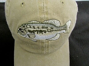 Largemouth Bass Sport Cap TAN Fishing Hat Embroidered Fish Adjustable AG30 - Picture 1 of 5