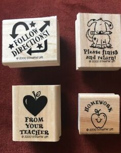 Stampin' Up! From Your Teacher Stamp Set of 4  Homework Follow Directions NEW !!