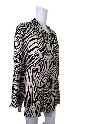 Autograph Top Shirt Size 16 Black Zebra Print Womens Buttons NEW EU44 RRP £49 - Image 1 of 4