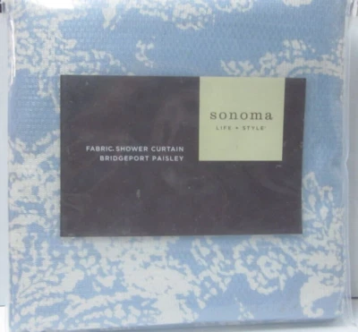 Sonoma Bridgeport Paisley Fabric Shower Curtain 100% Polyester 70x72 blue Foto 1 de 4