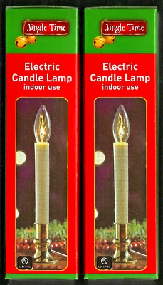 Pair of 7 in. Jingle Time Plug-In Candle Lamps FREE SHIP - Image 1 of 3
