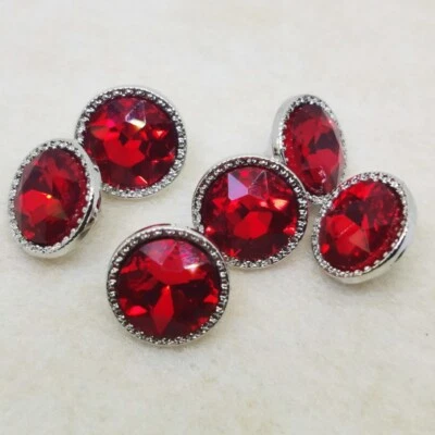 10Pcs 15mm DIY Glass Crystal Rhinestone Buttons with Shank Sewing Clothes Decor - Image 1 of 4
