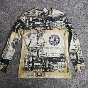 Massive Brand Gold/Black Money AOP Long Sleeve Medium Streetwear/Hip-Hop Shirt - Picture 1 of 7