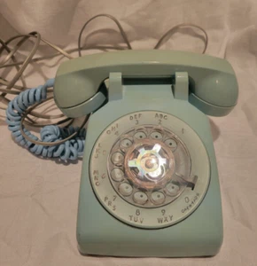 Blue Rotary Dial Telephone ITT Tabletop Desk Type - Tested and Works! - Picture 1 of 7