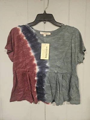 Camisa Babydoll Rewind Mujer Mediana Tie Dye Crop Túnica Top Fluido Rojo Azul Gris Foto 1 de 4
